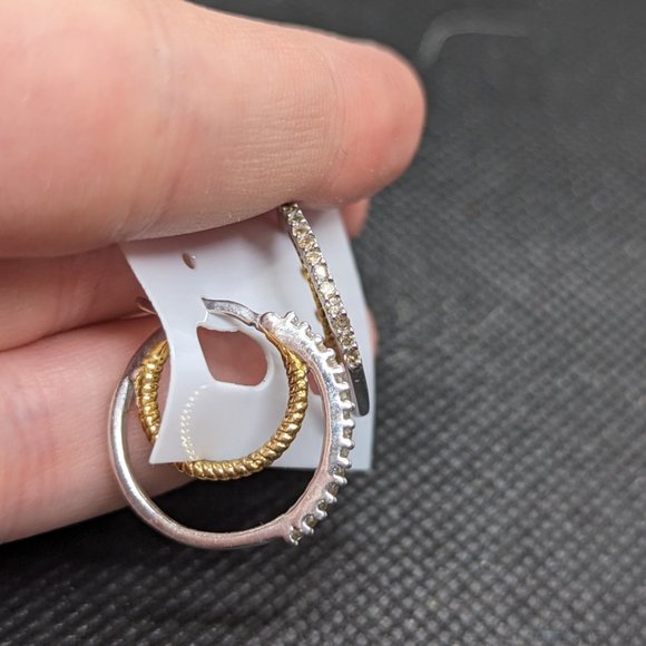 Sterling + Gold double hoops - Picture 2 of 3